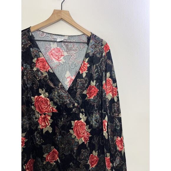 Whimsigoth Fairygoth Witchy 90s 3X Romantic Goth Floral Peasant Velvet Tunic Top - Picture 5 of 12
